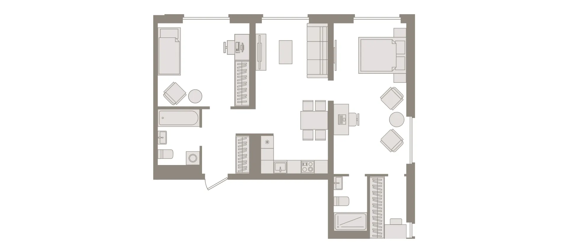 планировка квартиры с гардеробной в мастер-спальне